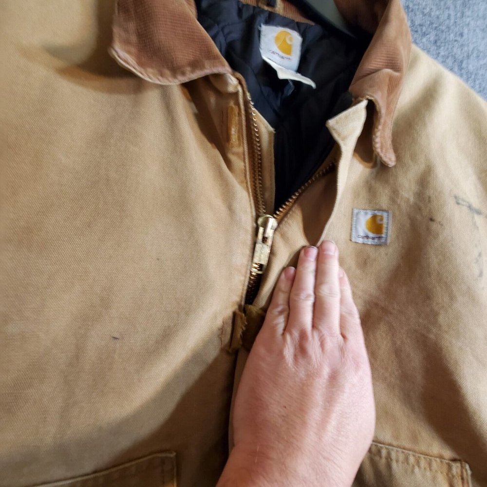 VINTAGE CARHARTT BRN ARCTIC QUILT LINED DUCK CANVAS BROWN JACKET SIZE XL - Picture 9 of 16